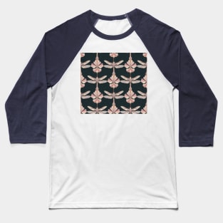 Navy Dragonflies and Flowers Baseball T-Shirt